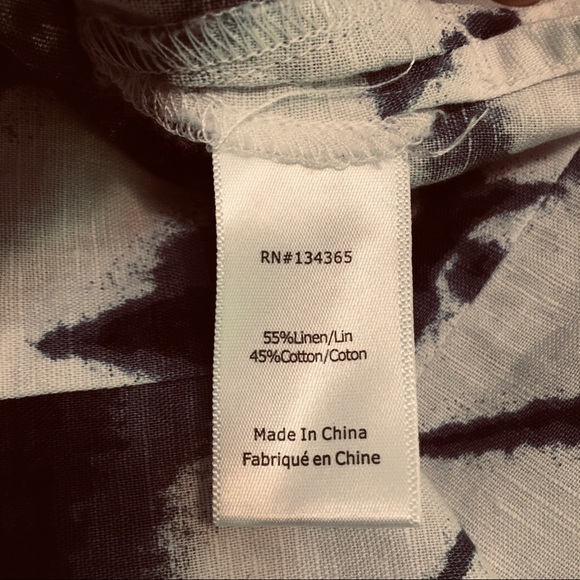 Andrea Jovine Linen Blend NWT Tye-Dye Top Navy/White - Picture 7 of 7